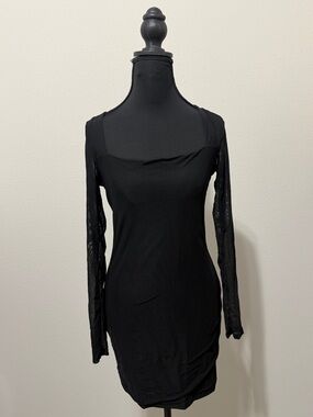 NWOT Black Long-Sleeve Sheer Sleeve dress